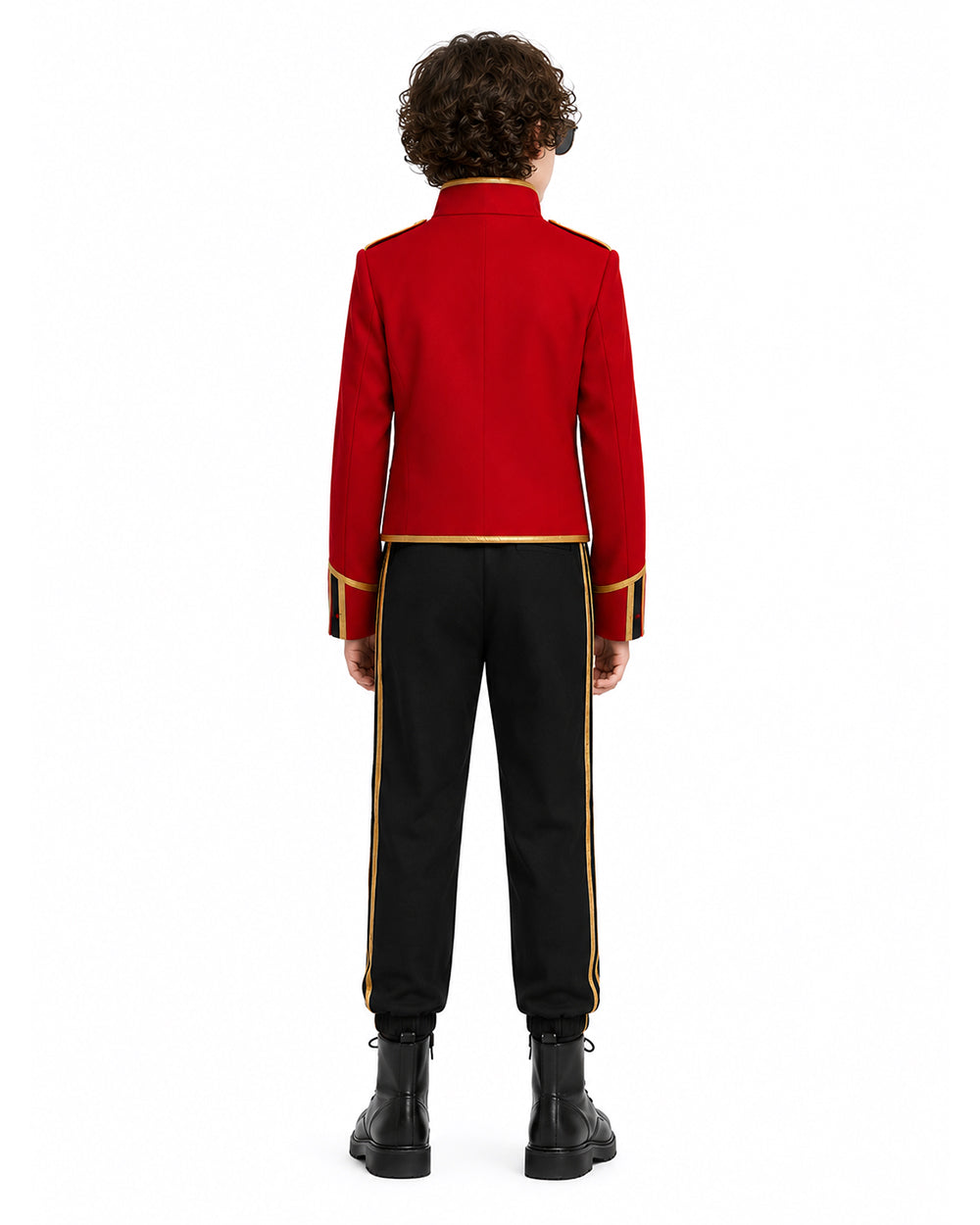 Kids Pop King Costume Red Jacket Pants and Glasses for Cosplay Events Halloween Party