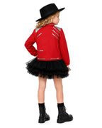 Girls King of Pop Costume Red Jacket Skirt T-shirt and Hat Full Set for Dress-up Party