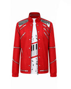 Boys Dance Star Costume Kids 80s Retro Pop Singer 3D Prints Red Jacket T-shirt Pants 3Pcs Set for Stage Performance