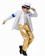 Rocking Boy Stage Performance Costume 80s 90s Pop Star Outfit for Halloween Party Dress Up