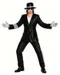 Retro 80s Costume Black Sequin Stage Outfit Music Star Jacket Pants and Hat Full Set for Cosplay