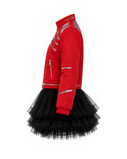 Girls King of Pop Costume Red Jacket Skirt T-shirt and Hat Full Set for Dress-up Party