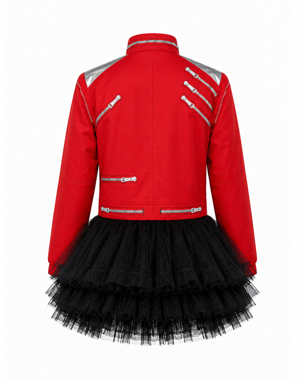 Girls King of Pop Costume Red Jacket Skirt T-shirt and Hat Full Set for Dress-up Party