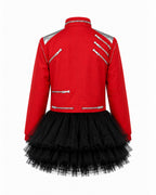 Girls King of Pop Costume Red Jacket Skirt T-shirt and Hat Full Set for Dress-up Party