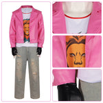 The Garbage Man Outfit Rose Red Jacket Pants Sweatshirt and Gloves for Cosplay Party