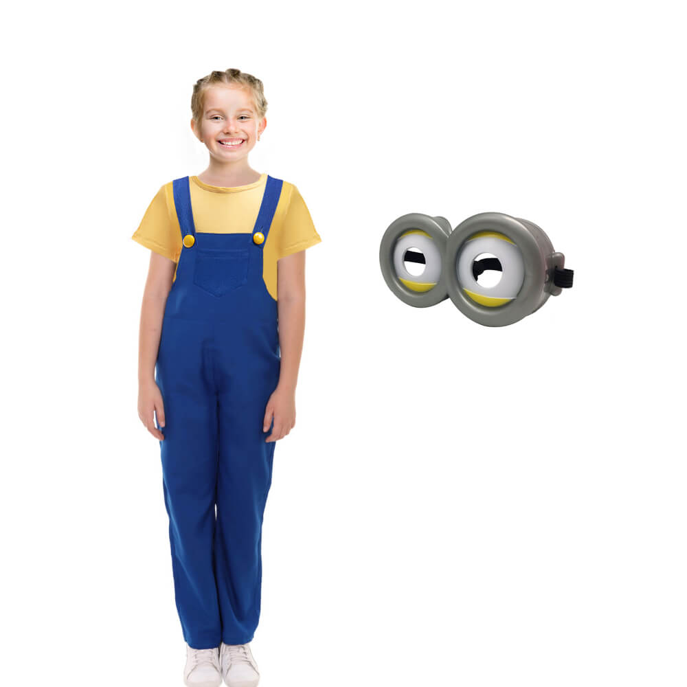 Girls Costumes Outfit Yellow T-Shirt and Blue Overalls