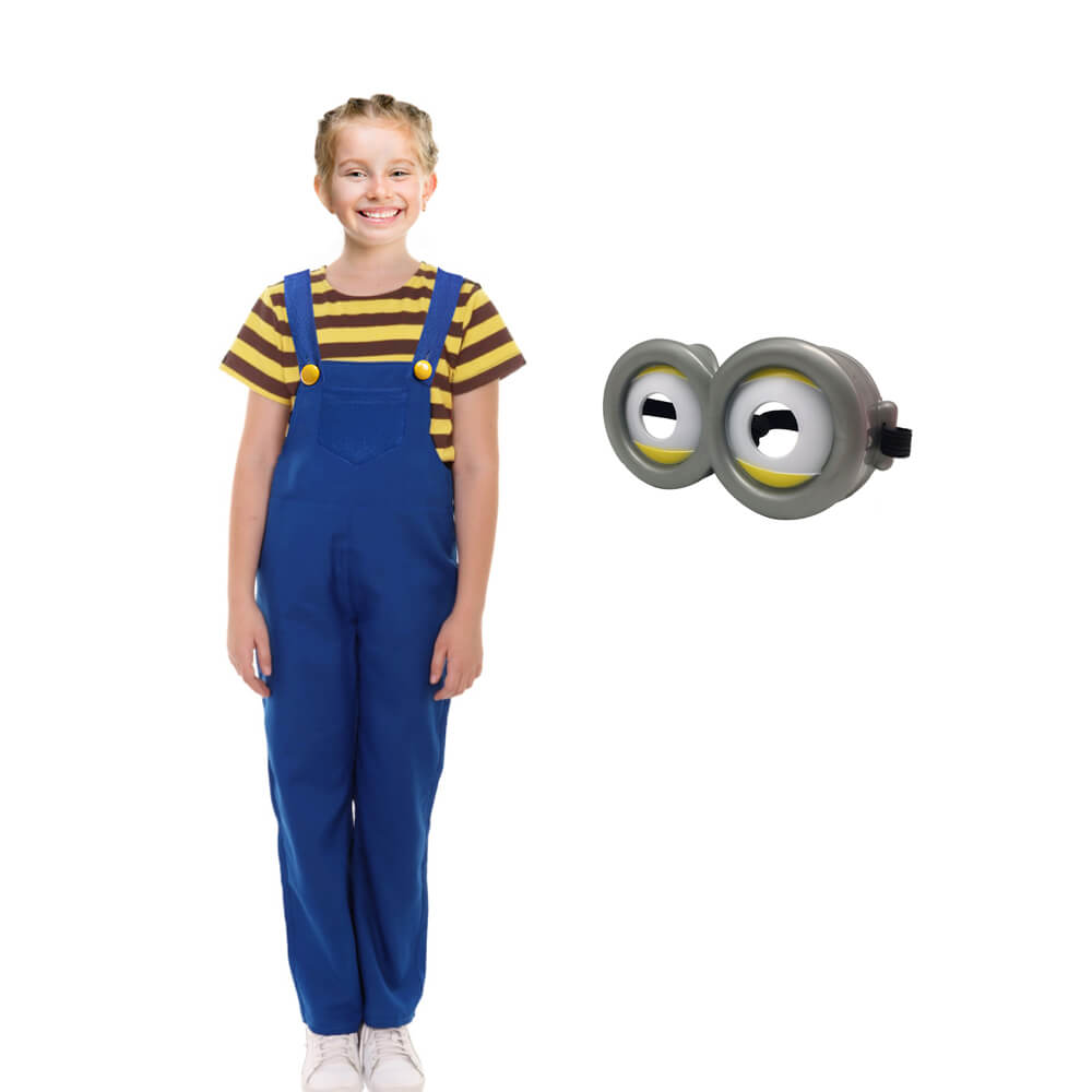 Girls Costumes Outfit Yellow T-Shirt and Blue Overalls