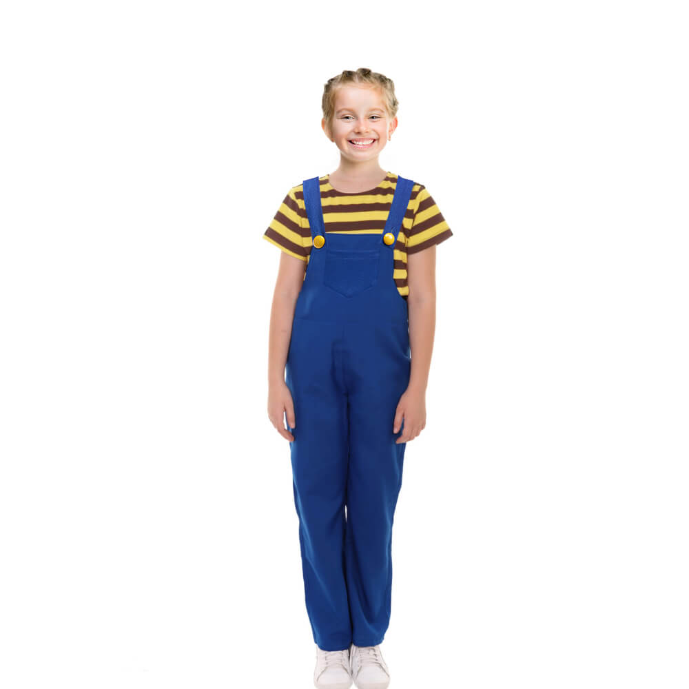 Girls Costumes Outfit Yellow T-Shirt and Blue Overalls