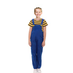 Girls Minion Costumes Agnes Gru Outfit Yellow T-Shirt and Blue Overalls