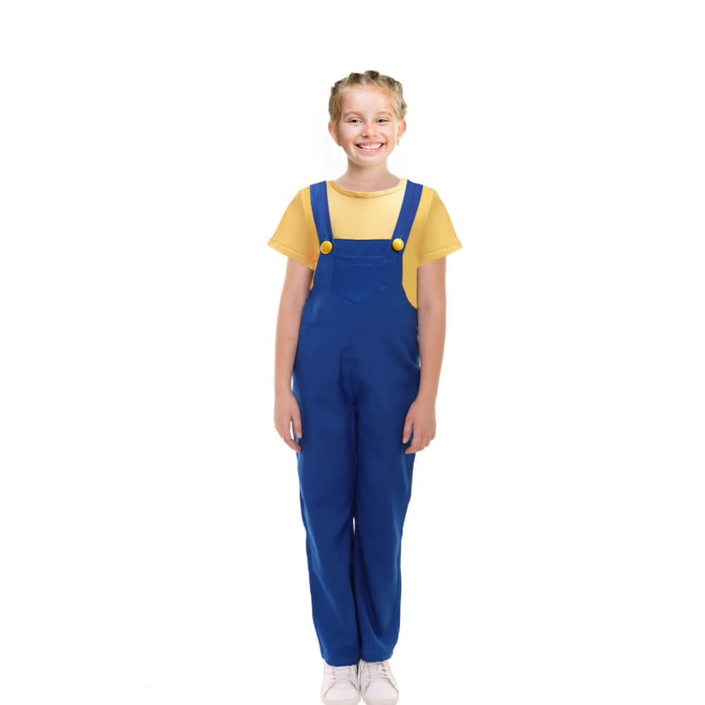 Girls Costumes Outfit Yellow T-Shirt and Blue Overalls