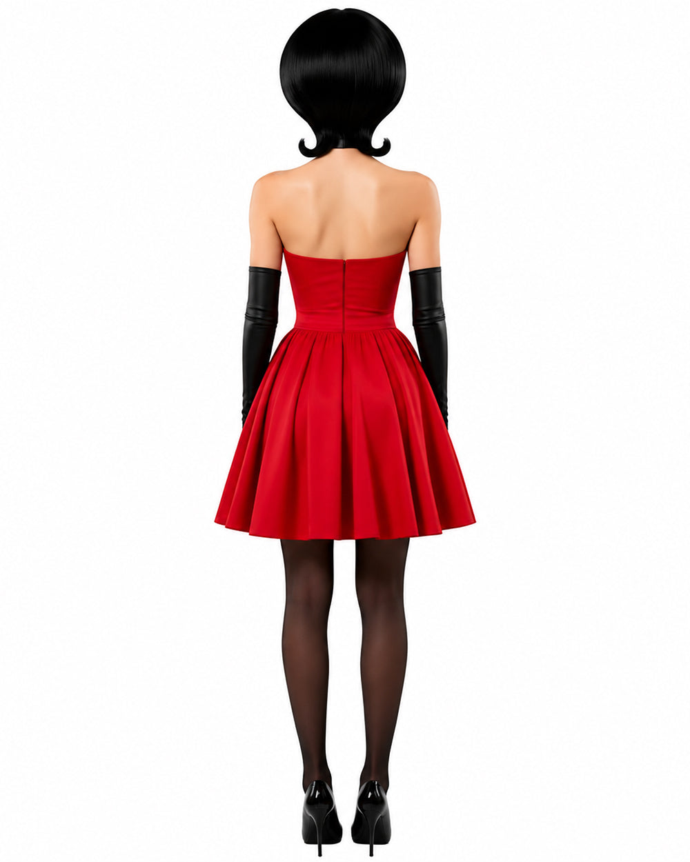 Women Scarlet Costume Retro Villain Red Dress with Black Tights and Ac – Sun Baby