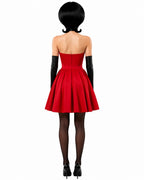 Women Scarlet Costume Retro Villain Red Dress with Black Tights and Accessories 4pcs Suit for Halloween Carnival