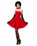 Women Scarlet Costume Retro Villain Red Dress with Black Tights and Accessories 4pcs Suit for Halloween Carnival