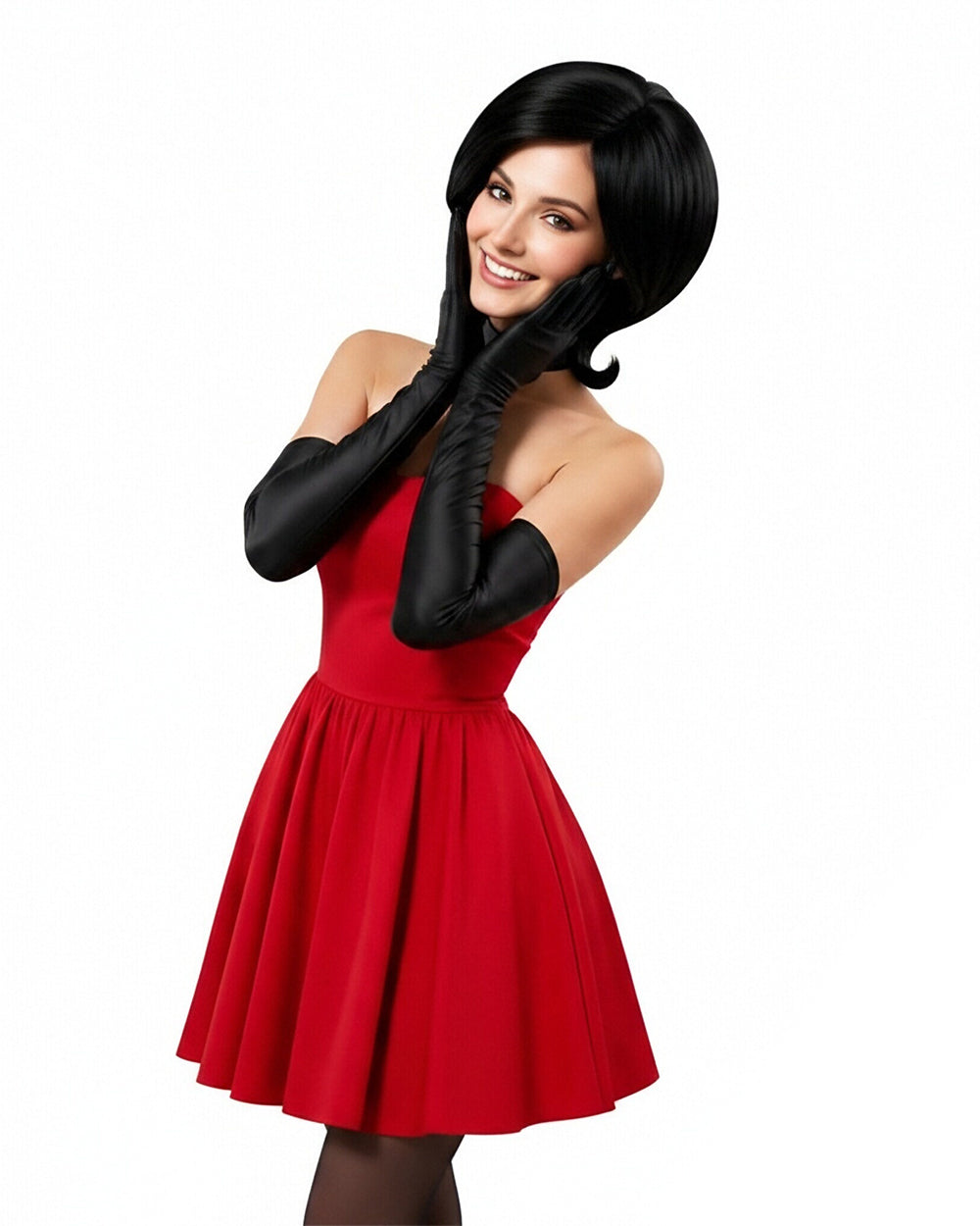 Women Scarlet Costume Retro Villain Red Dress with Black Tights and Ac – Sun Baby