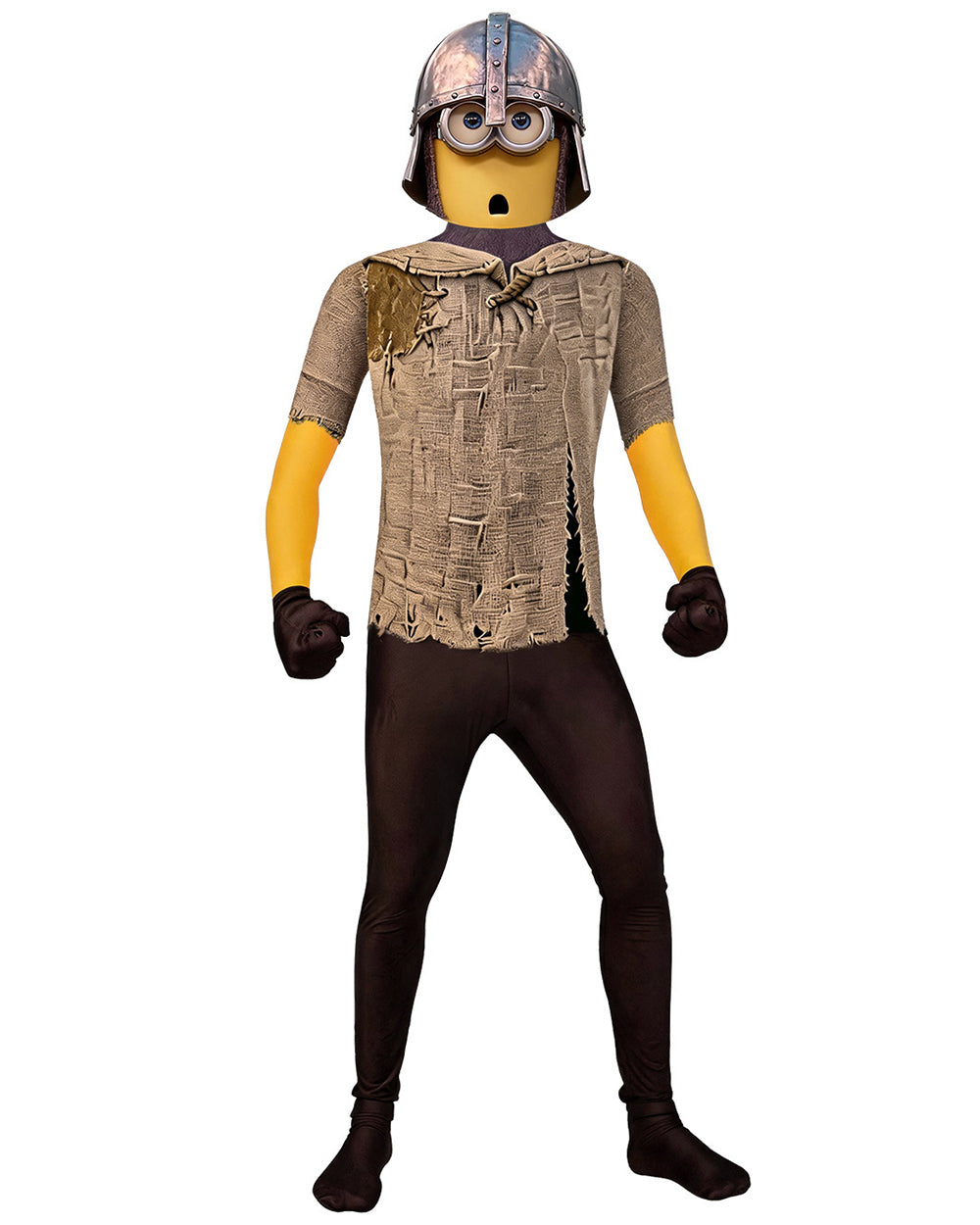 Yellow Medieval Knight Costume Funny Creature Jumpsuit Helmet 2pcs Suit for Cosplay Carnival
