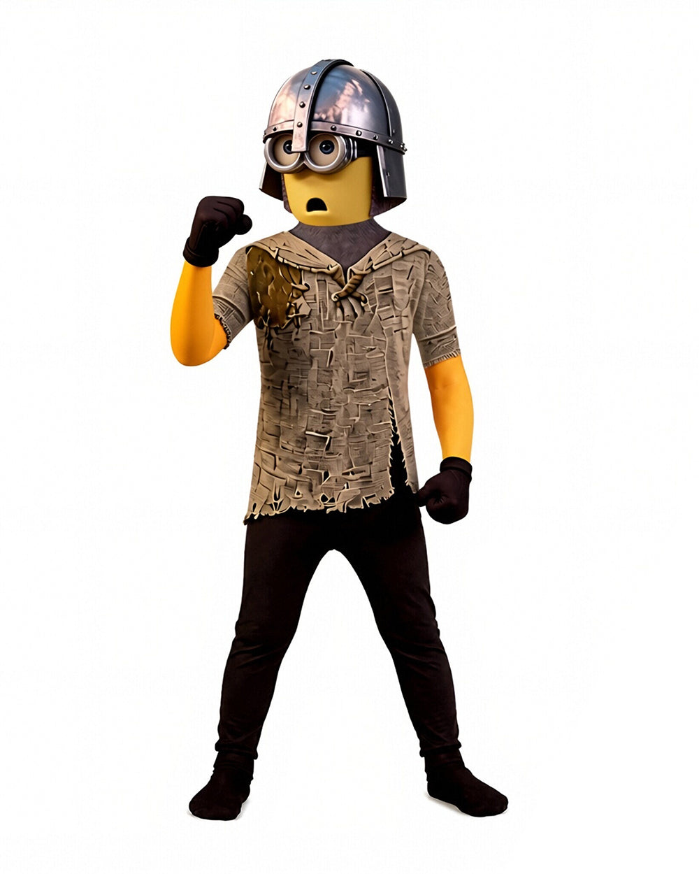 Yellow Medieval Knight Costume Funny Creature Jumpsuit Helmet 2pcs Suit for Cosplay Carnival