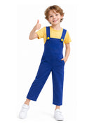 Kids Yellow Halloween Costume Unisex Party Carnival Cosplay Yellow T-Shirt and Overalls