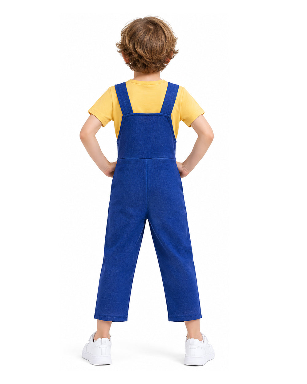 Kids Yellow Halloween Costume Unisex Party Carnival Cosplay Yellow T-Shirt and Overalls