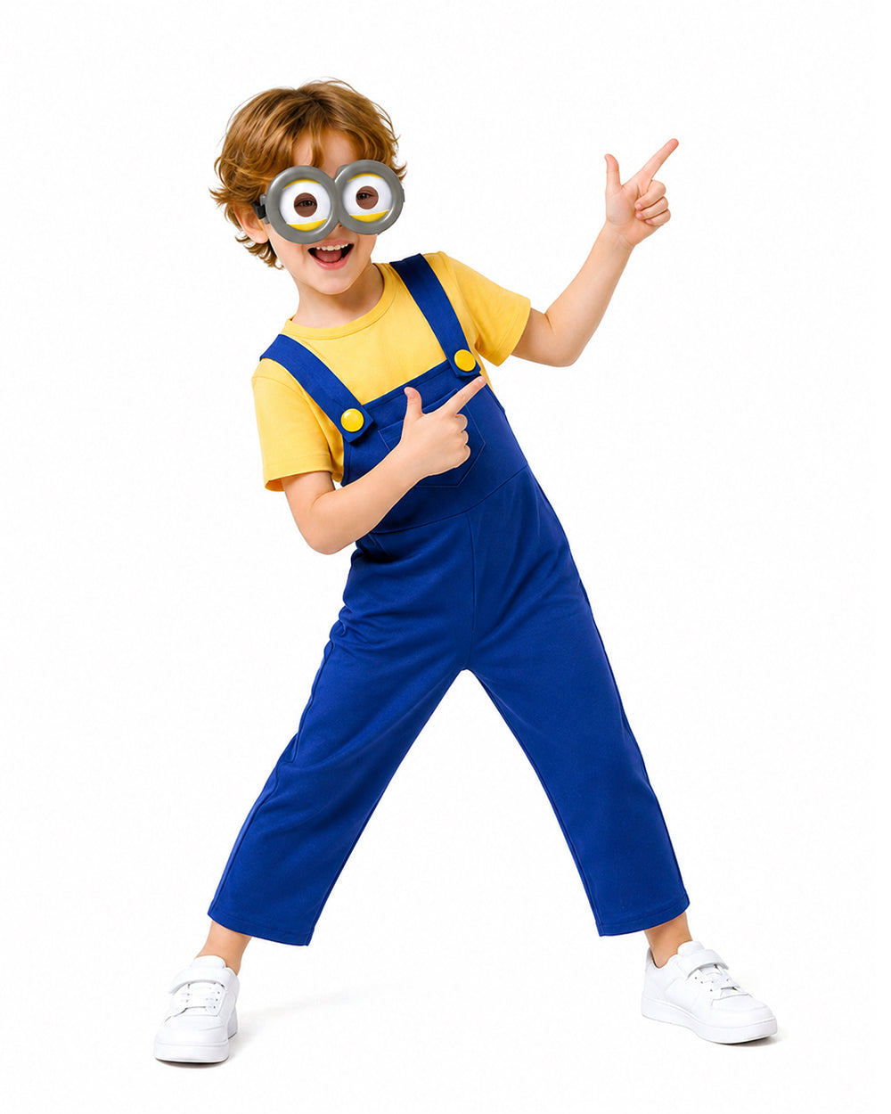 Kids Yellow Halloween Costume Unisex Party Carnival Cosplay Yellow T-Shirt and Overalls