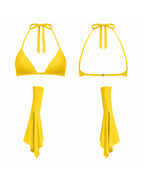 Yellow Monster Costume Hot Girl Crop Denim Dress with Flared Sleeves and Underwear for Women Theme Party Dress Up