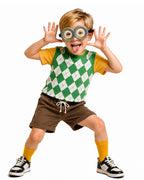 Kids Yellow Monster Outfit Cute Goggles Boy James Shirt Vest Shorts and Socks 4pcs Suit for Cosplay Party