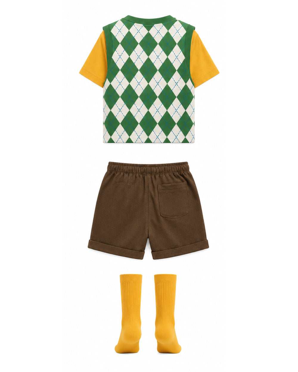 Kids Yellow Monster Outfit Cute Goggles Boy James Shirt Vest Shorts and Socks 4pcs Suit for Cosplay Party