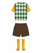 Kids Yellow Monster Outfit Cute Goggles Boy James Shirt Vest Shorts and Socks 4pcs Suit for Cosplay Party