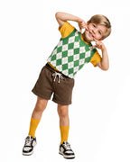 Kids Yellow Monster Outfit Cute Goggles Boy James Shirt Vest Shorts and Socks 4pcs Suit for Cosplay Party