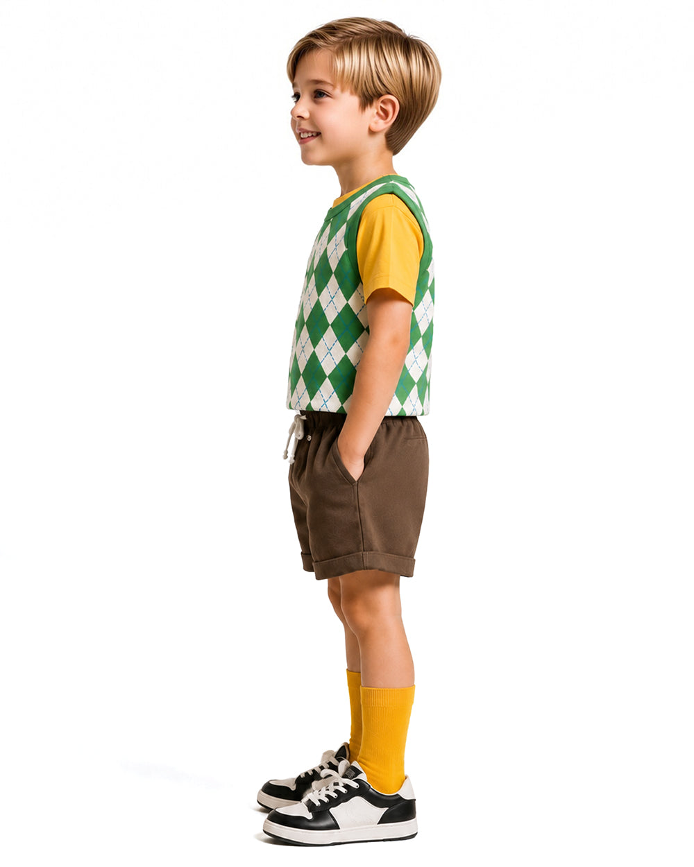 Kids Yellow Monster Outfit Cute Goggles Boy James Shirt Vest Shorts and Socks 4pcs Suit for Cosplay Party