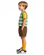 Kids Yellow Monster Outfit Cute Goggles Boy James Shirt Vest Shorts and Socks 4pcs Suit for Cosplay Party