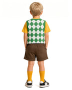 Kids Yellow Monster Outfit Cute Goggles Boy James Shirt Vest Shorts and Socks 4pcs Suit for Cosplay Party