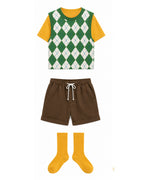 Kids Yellow Monster Outfit Cute Goggles Boy James Shirt Vest Shorts and Socks 4pcs Suit for Cosplay Party