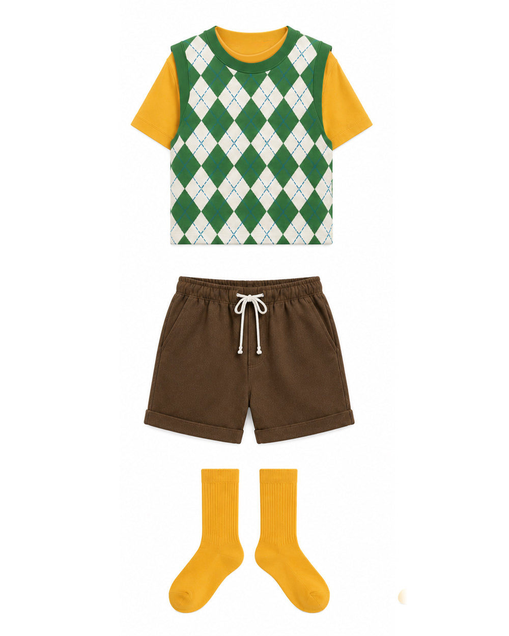 Kids Yellow Monster Outfit Cute Goggles Boy James Shirt Vest Shorts and Socks 4pcs Suit for Cosplay Party
