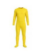 Partygoers Costume Yellow Loose Onesie with Bloody Helmet Escape The Room Outfit for Kids Adults Cosplay