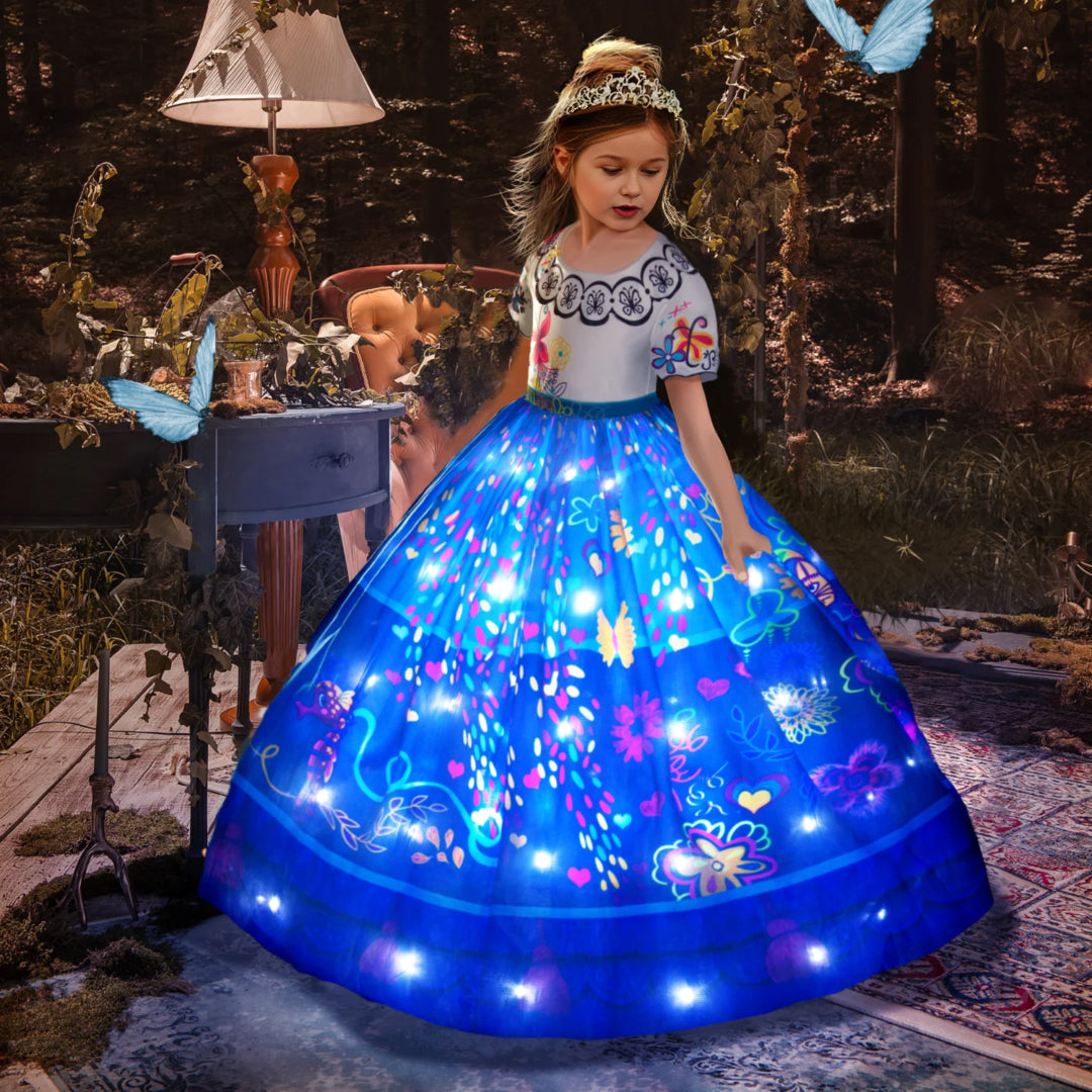 Girls Mirabel Light Up Dress Princess Glowing LED Fancy Costume for Dress Up Size 3T-10