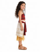 Princess Adventure Costume Curly Haired Girls Dress and Necklace Full Set for Kids Adults Halloween Party