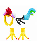Toddler Kids Hei Hei Costume Unisex Little Rooster Cosplay Headband Tail and Feet Suit for Themed Party 3T-12Y