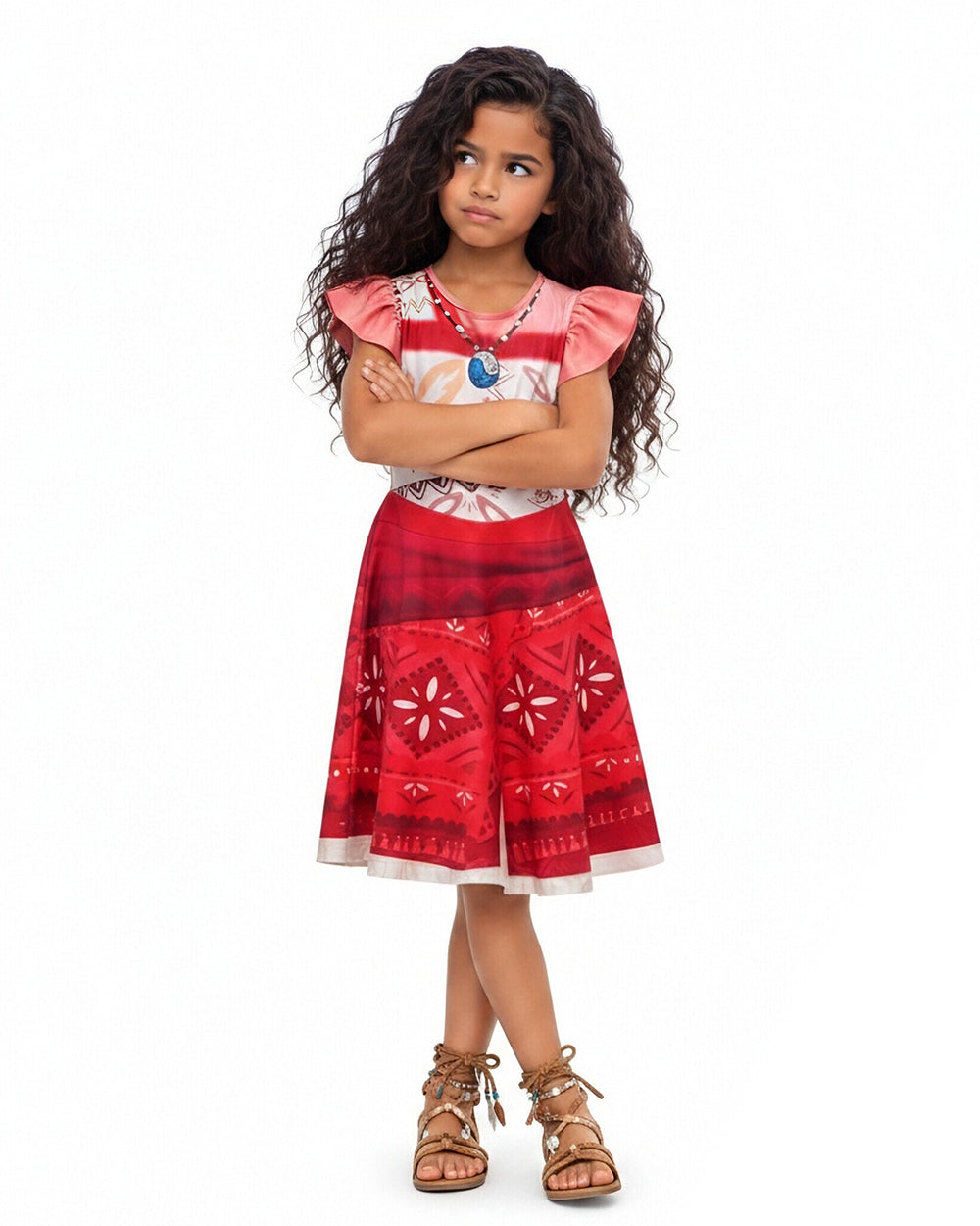 Kids Sea Adventure Princess Dress Cute Red A-line Dress for Halloween Cosplay Theme Parties