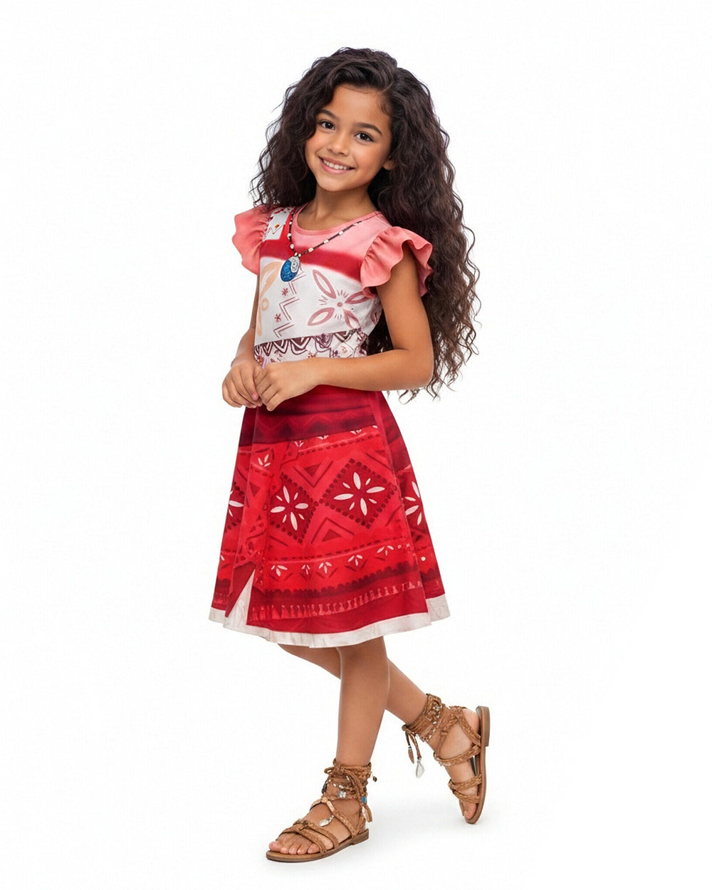 Kids Sea Adventure Princess Dress Cute Red A-line Dress for Halloween Cosplay Theme Parties