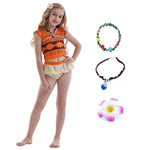 Kids Moana Swimsuits Beach Vacation Cosplay Costume Girl's Swim Top and Skirt Bottoms