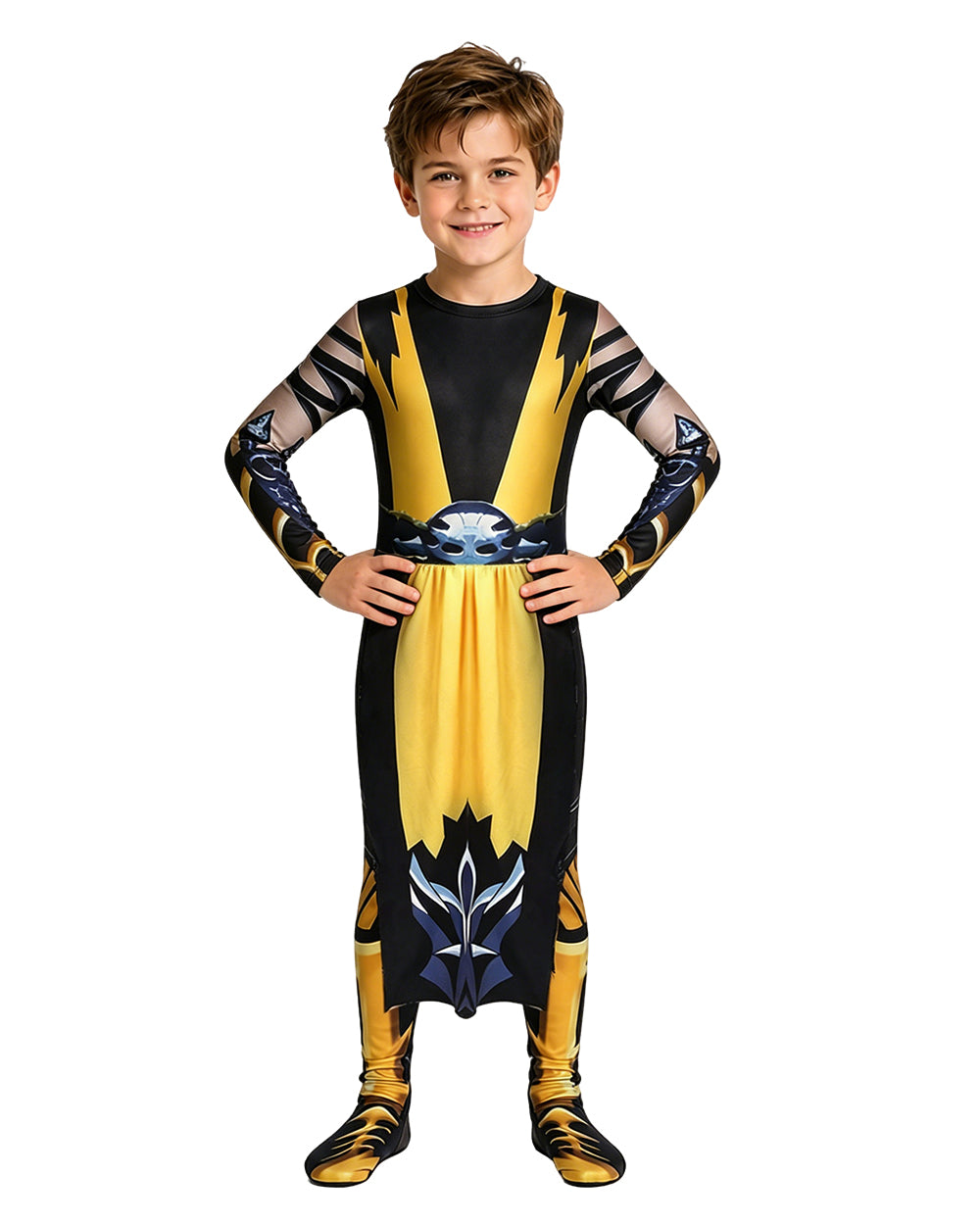 Kids Scorpion Costume Yellow Jumpsuit with Helmet 2pcs Set for Cosplay Themed Events