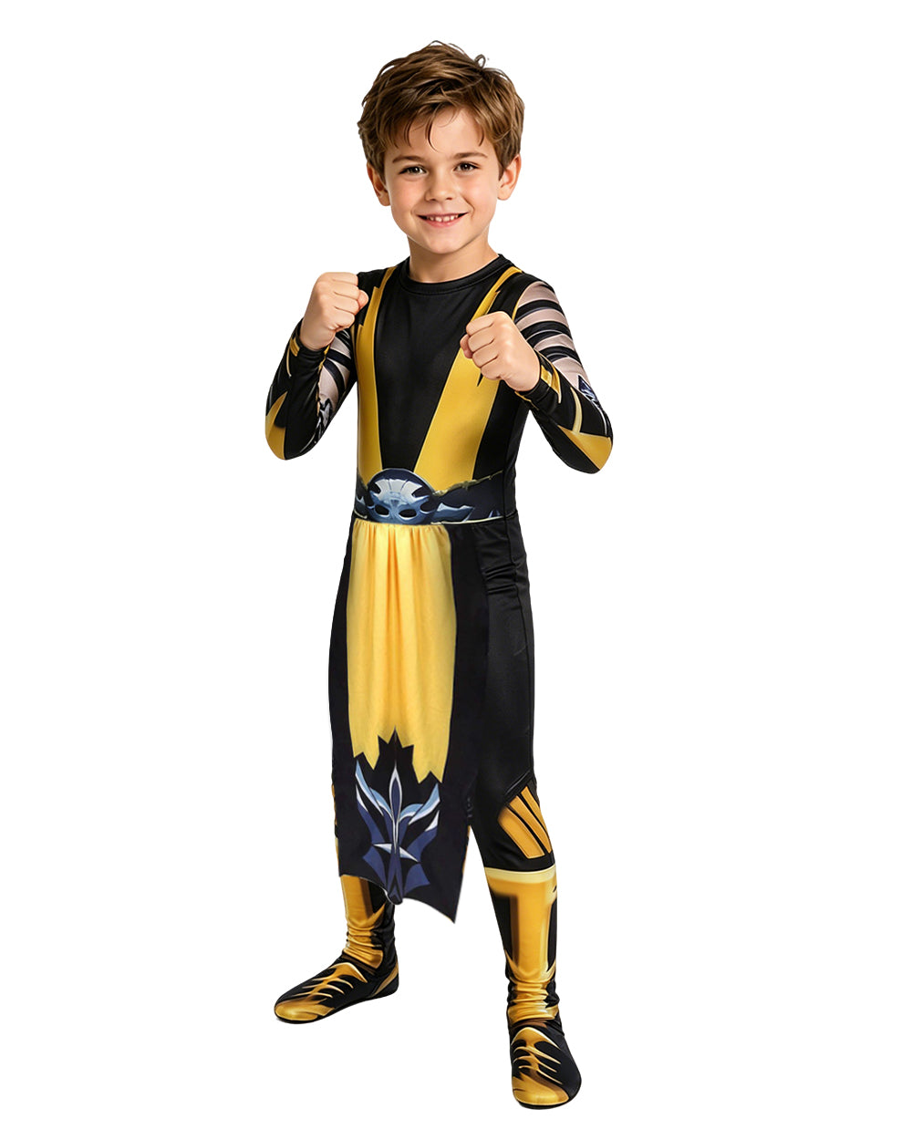 Kids Scorpion Costume Yellow Jumpsuit with Helmet 2pcs Set for Cosplay Themed Events