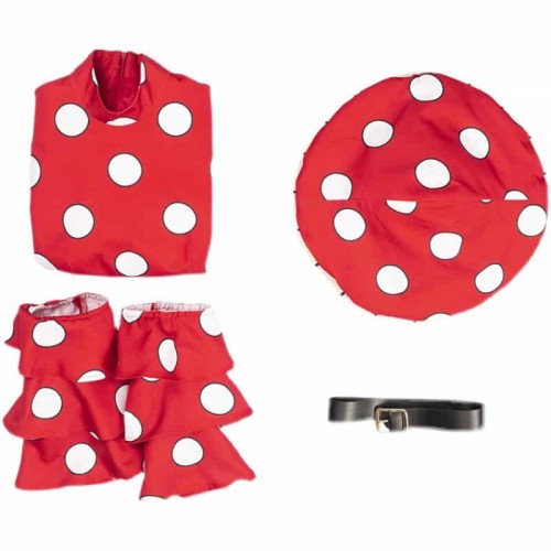 Adult Kinoko Dress Shemage Cosplay Costume with Mushroom Hat and Leg Warmers