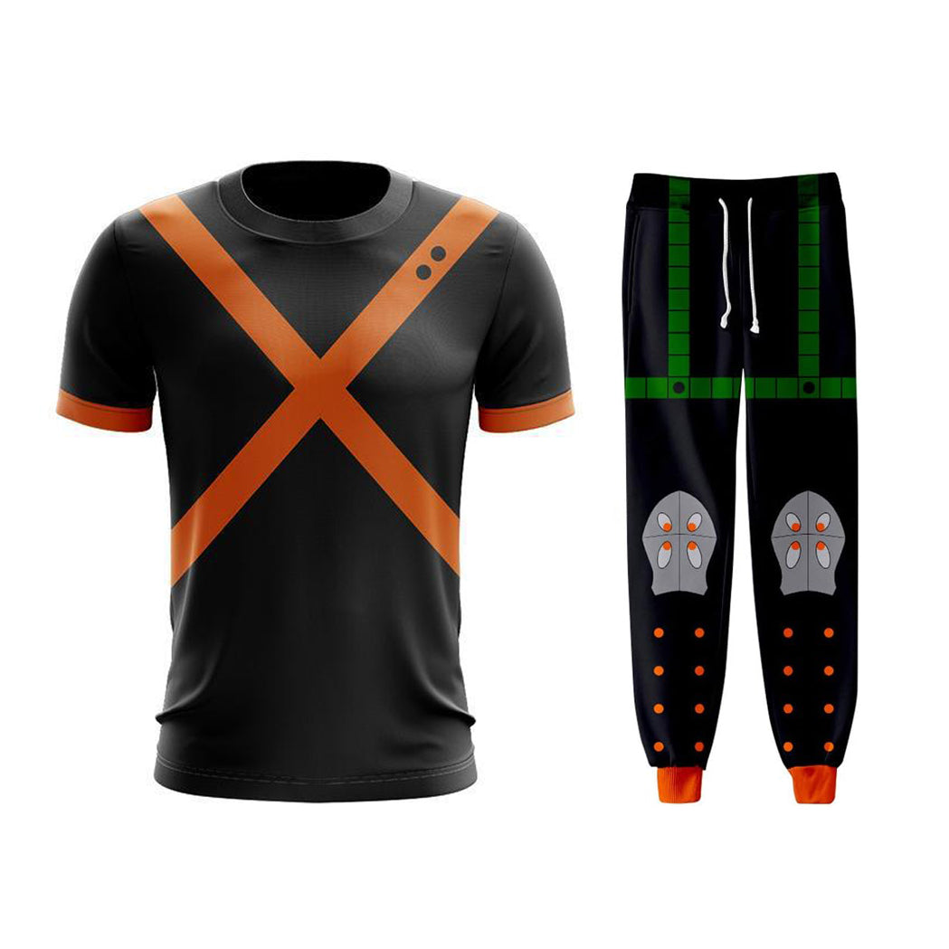Anime MHA Katsuki Costume Adult Cosplay Hoodie Pants and T-shirt