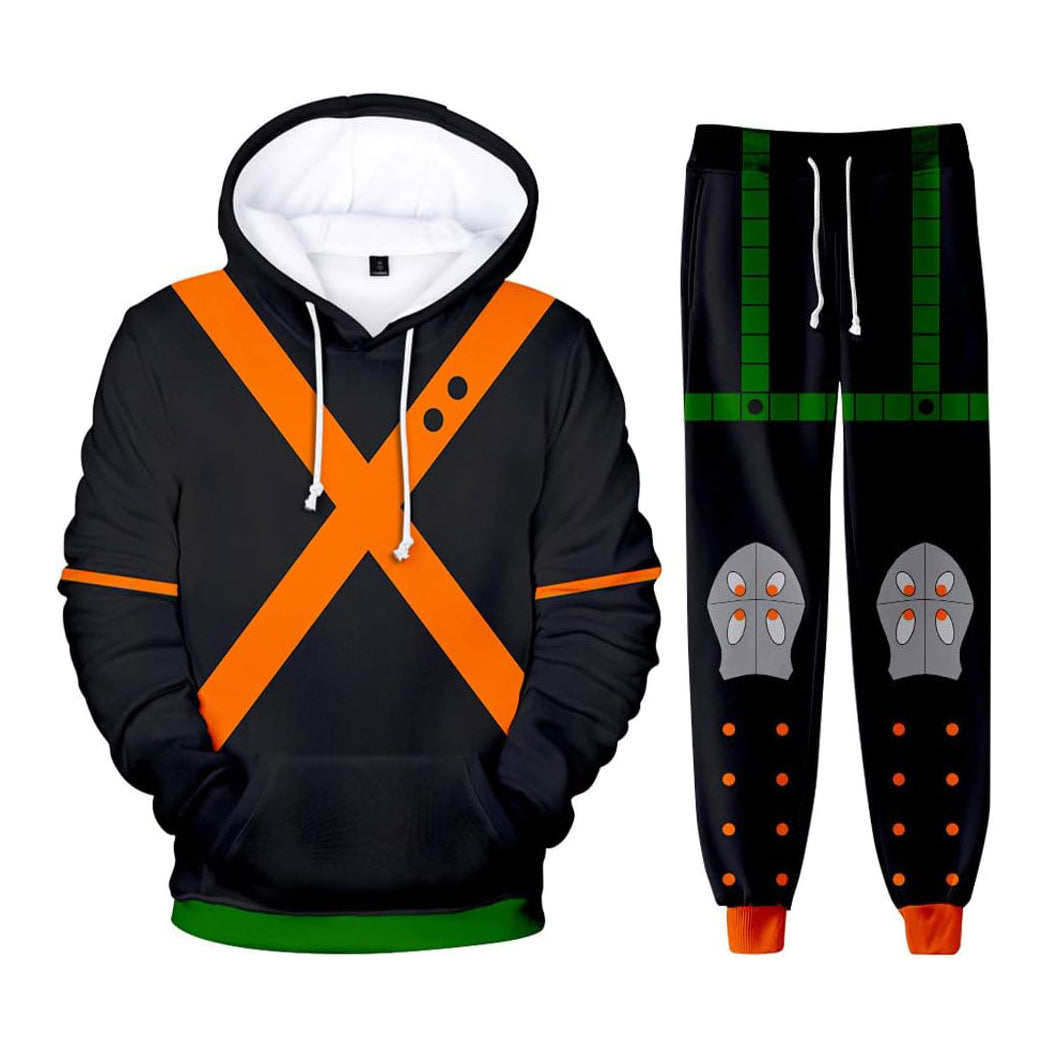 Anime MHA Katsuki Costume Adult Cosplay Hoodie Pants and T-shirt