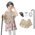 Kids Old Lady Costume 100 Days of School Grandma Outfit Girls Old Lady Cosplay Suit
