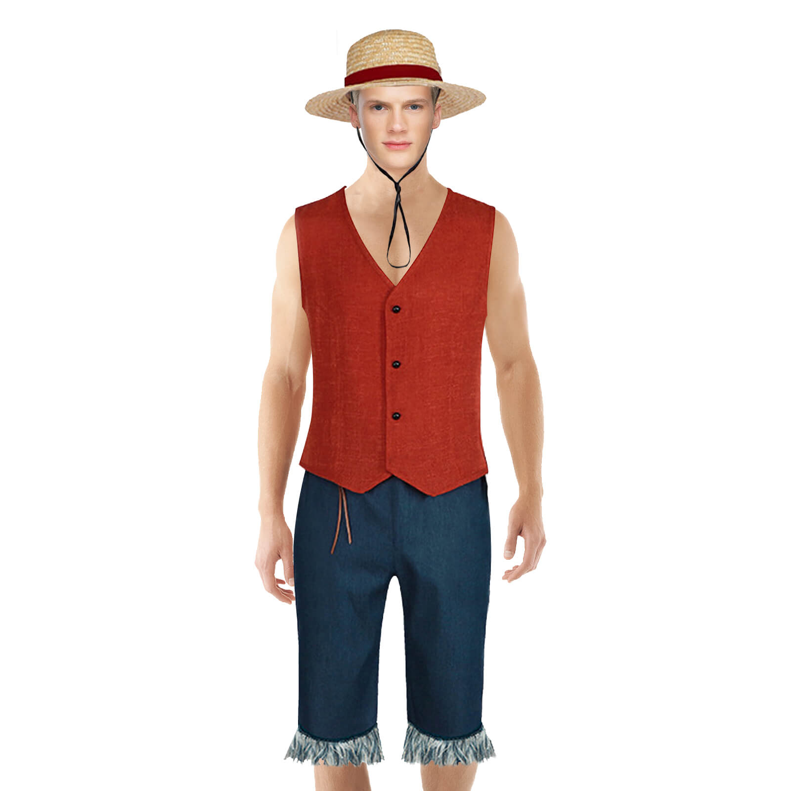 Luffy Costume Straw Hats Pirates Cosplay Outfit 2023 Live Action Monkey D. Luffy Clothes for Halloween Carnival