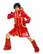 King of Pirate Costume Kids Adults Red Coat with Straw Hat and Gloves for Cosplay