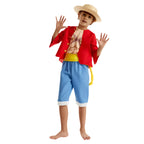 Loofie Costume Red Coat Shorts and Straw Hat Suit for Kids Adults Halloween Cosplay