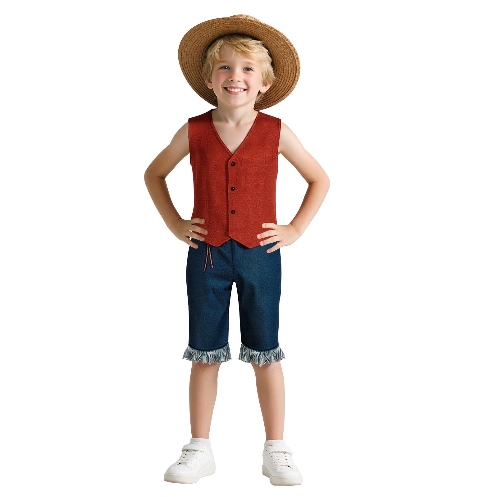 Straw Hats Pirates Cosplay Outfit Live Action Loofie Clothes for Halloween Carnival